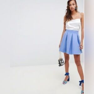 ASOS Pleated Blue Mini Skirt Size US 0